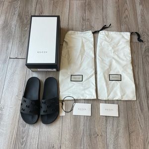 🚫SOLD🚫 Black Gucci Rubber Slide Sandals size 8